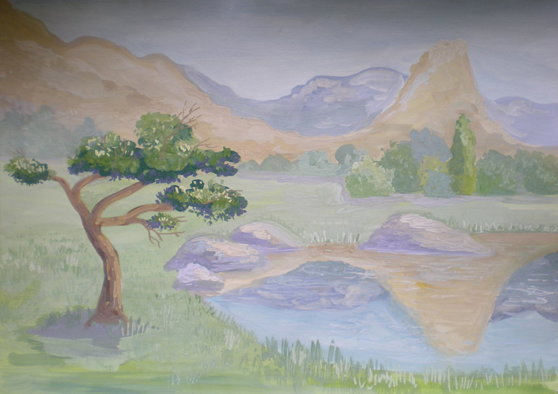 Худякова Анастасия, 12 лет, Крымский пейзаж,2009,гуашь